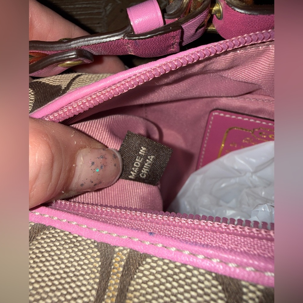 Coach Pink And Tan Signature Demi Bag - Picture 7 of 8